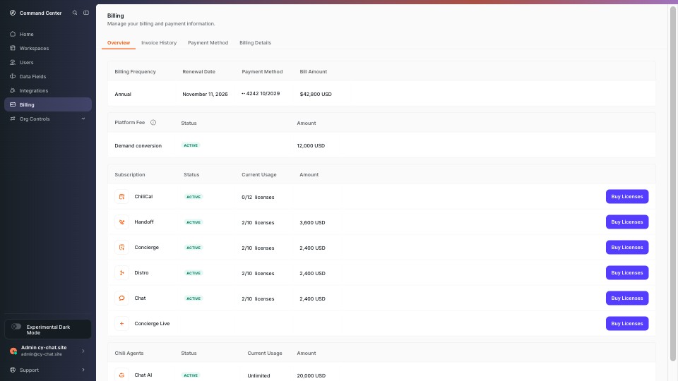 Billing (Overview) screenshot
