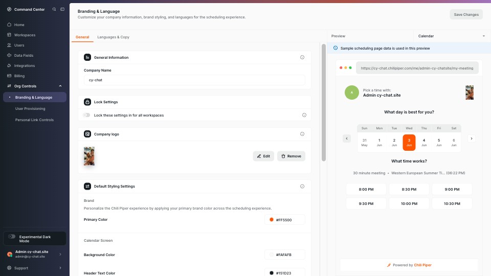 Branding & Language (General) screenshot