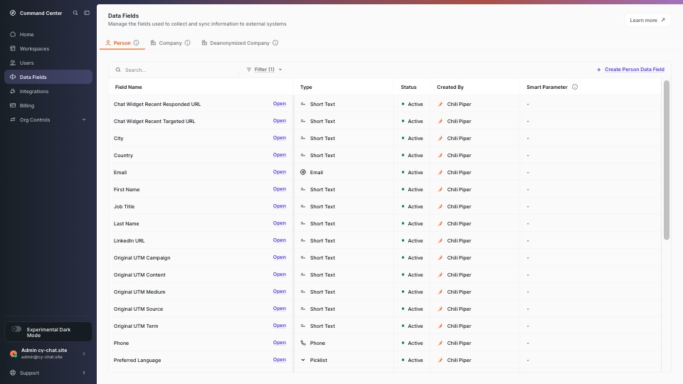 Data Fields screenshot
