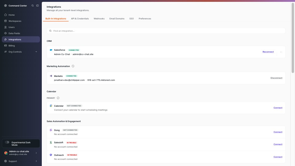 Integrations (Built-In) screenshot