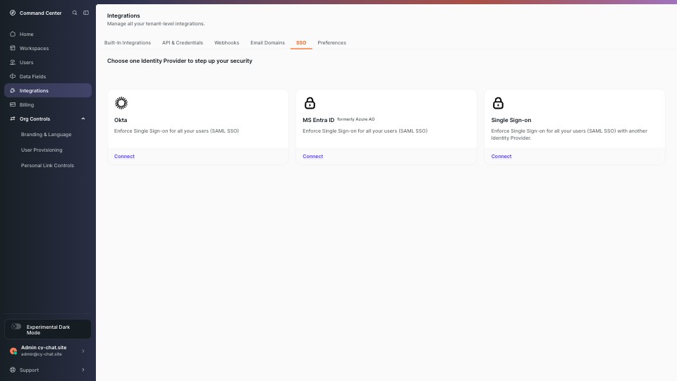 Integrations (SSO) screenshot