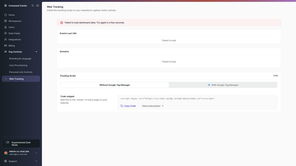 Web Tracking screenshot